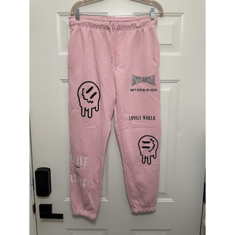 Eighty Eight Women's Jogger Pants Medium Bubble Gum‎ Pink Anti-Social Sweatpants